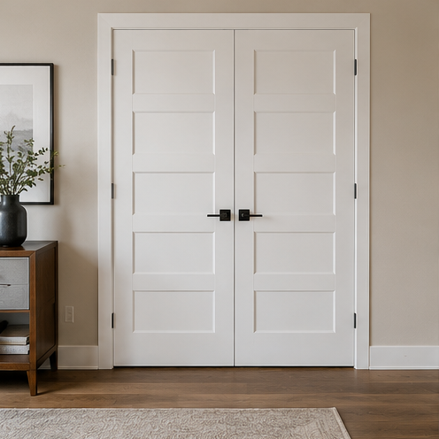 Custom white double shaker doors
